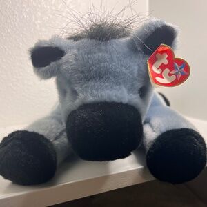 Vintage Ty Beanie Buddy Lefty The  Donkey Plush Blue Black Stuffed